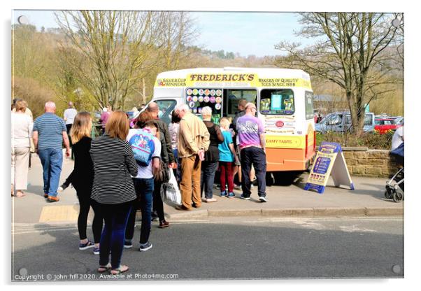 Queuing for Ice cream at Bakewell in Derbyshire.  Acrylic by john hill