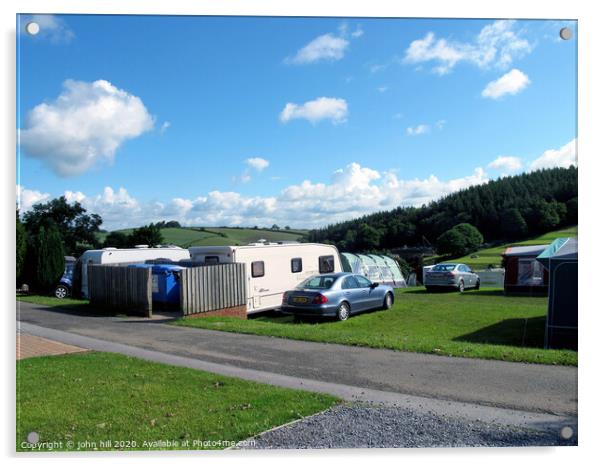 Country campsite at Cofton in Devon. Acrylic by john hill