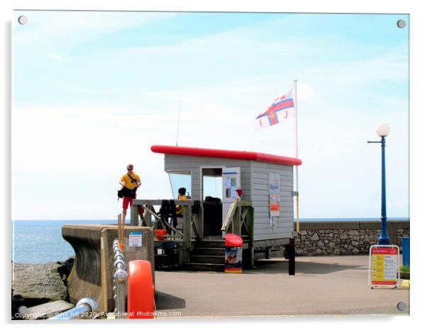 Lifeguard station at Dawlish in Devon.  Acrylic by john hill