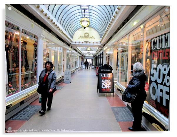 Tha Corridor shopping centre at Bath in Somerset. Acrylic by john hill