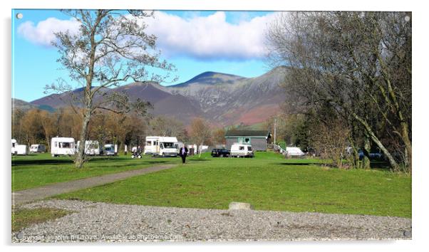 Camping under Skiddaw mountain atKeswick in Cumbria, UK. Acrylic by john hill