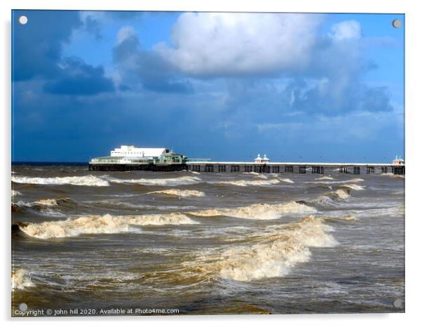 Stormy seas at Blackpool North pier. Acrylic by john hill