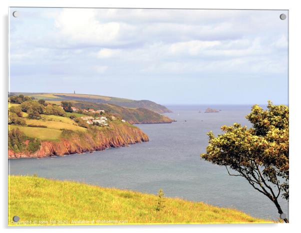 Coastline of South  Devon from the cliff coast path. Acrylic by john hill