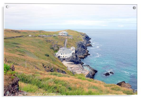 Cornish coastline at East Pentire head. Acrylic by john hill