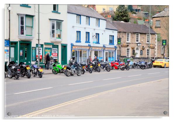 Motor cycle parking atMatlock Bath in Derbyshire Acrylic by john hill