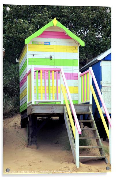 Beach Hut at Wells Next The Sea in Norfolk. Acrylic by john hill