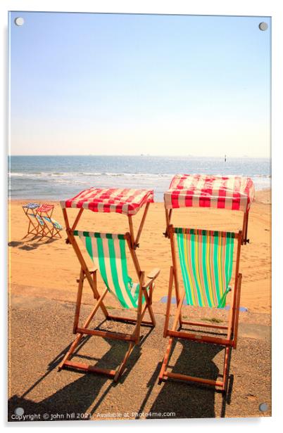 Isle of Wight Deckchairs. Acrylic by john hill
