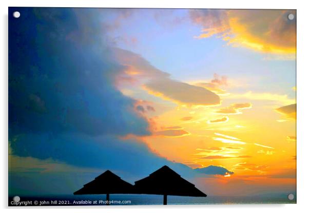 Greek Sunset. Acrylic by john hill