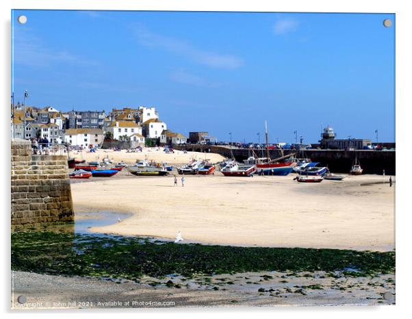 Low tide at St. Ives in Cornwall. Acrylic by john hill