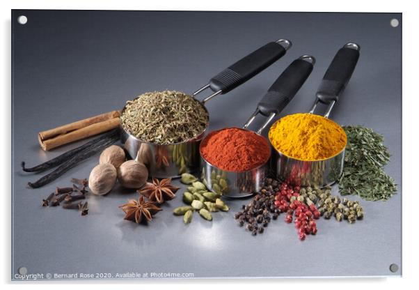 Herbs and Spices Acrylic by Bernard Rose Photography