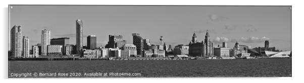 Liverpool Waterfront Panorama - Black & White Acrylic by Bernard Rose Photography