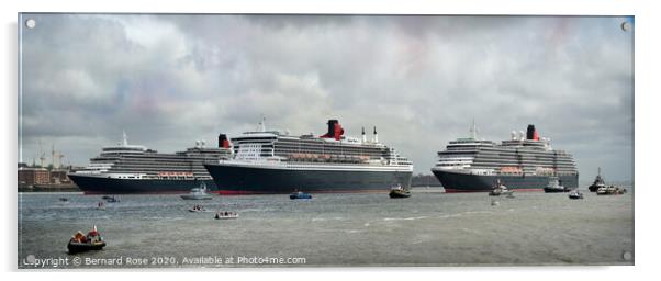 The Three Cunard Queens on the Mersey Acrylic by Bernard Rose Photography