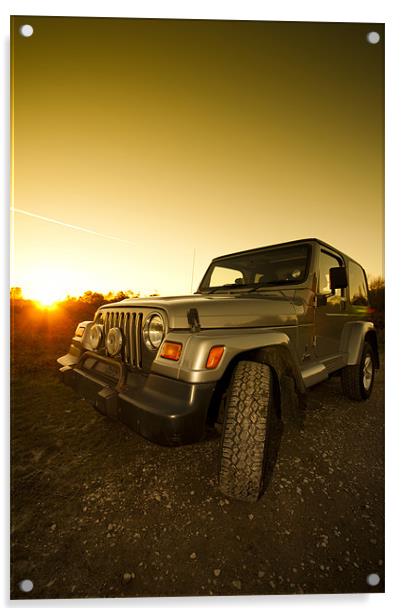 Jeep Wrangler at Sunset Acrylic by Eddie Howland