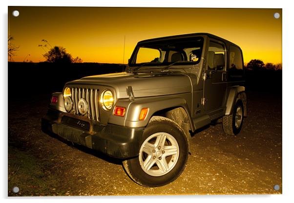 Jeep Wrangler at Sunset Acrylic by Eddie Howland