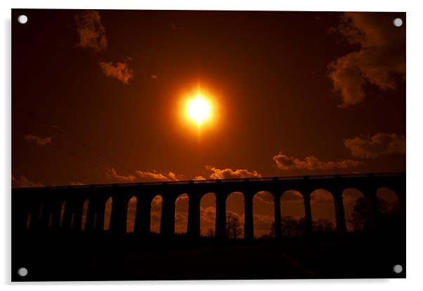 sunset over viaduct Acrylic by Eddie Howland