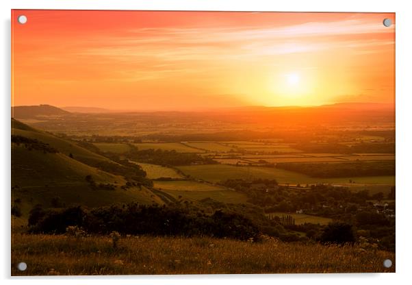 Sunset at Devils Dyke, Sussex Acrylic by Eddie Howland
