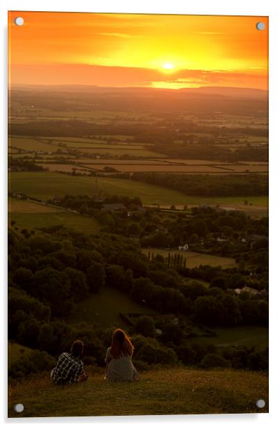  Sunset at Devils Dyke, Sussex Acrylic by Eddie Howland