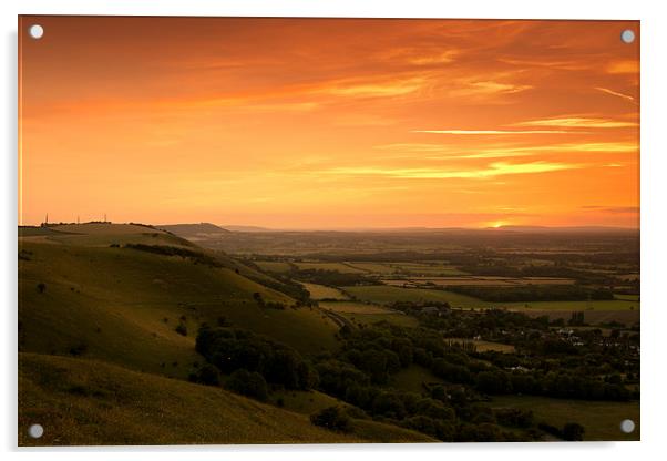  Sunset at Devils Dyke, Sussex Acrylic by Eddie Howland