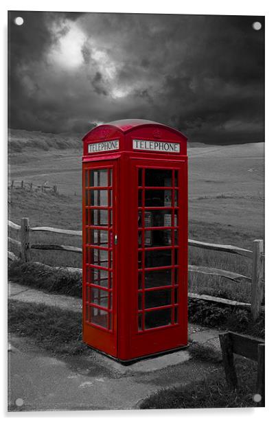 Storm Over Phone Box Acrylic by Eddie Howland