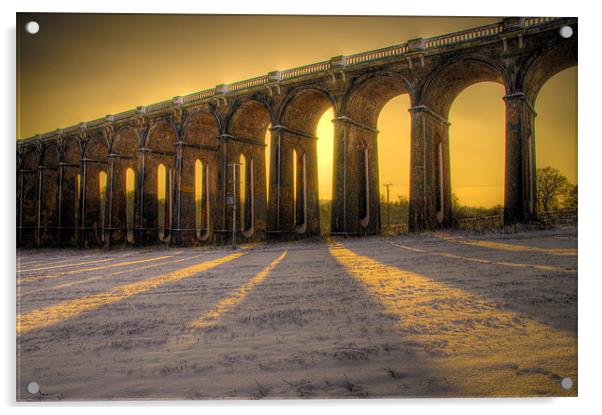 Balcombe Viaduct in the Snow at Sunset Acrylic by Eddie Howland