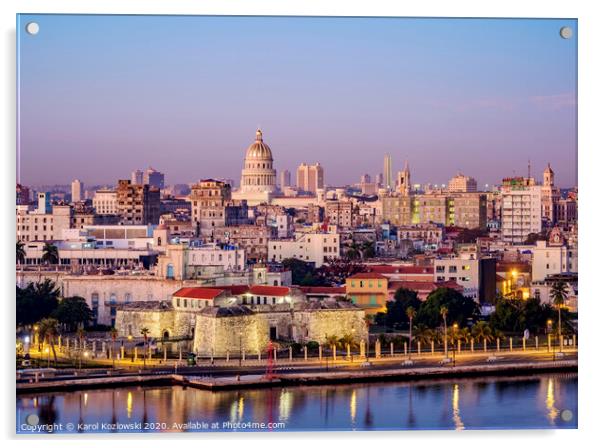 Havana Skyline, Cuba Acrylic by Karol Kozlowski