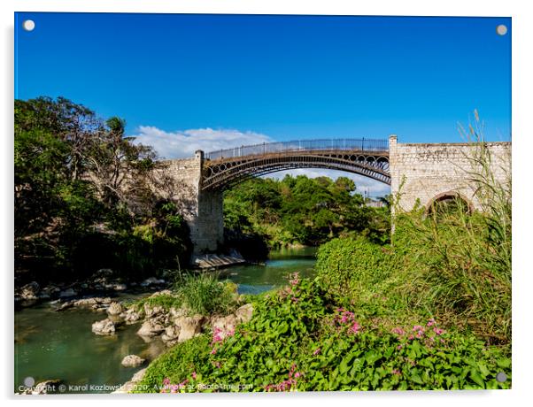 The Iron Bridge in Spanish Town, Jamaica Acrylic by Karol Kozlowski