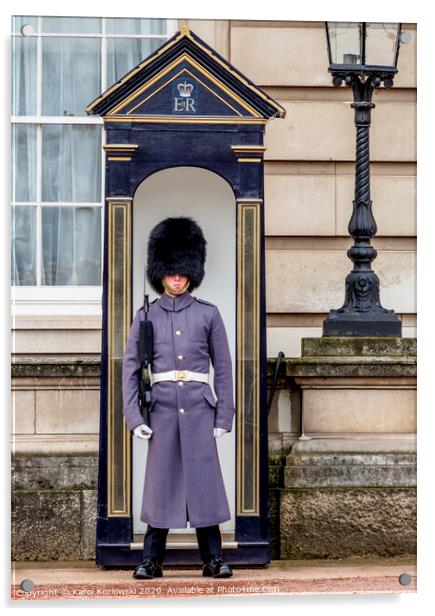 Guard at Buckingham Palace in London Acrylic by Karol Kozlowski