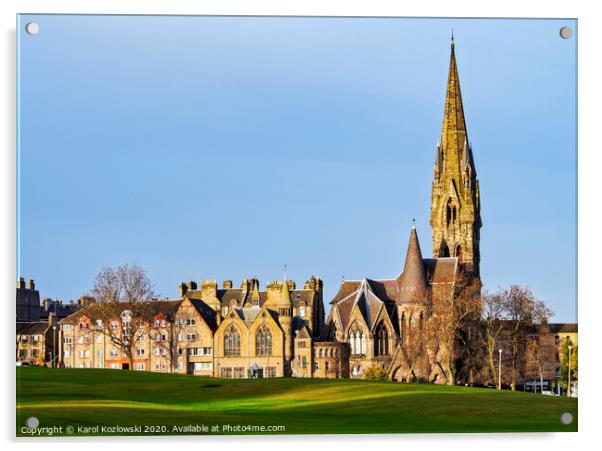 Bruntsfield Links and Barclay Viewforth Church in Edinburgh Acrylic by Karol Kozlowski