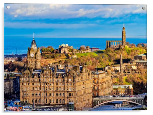 Edinburgh Cityscape Acrylic by Karol Kozlowski