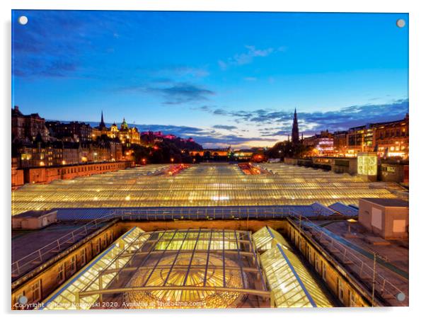 Waverley Train Station in Edinburgh Acrylic by Karol Kozlowski