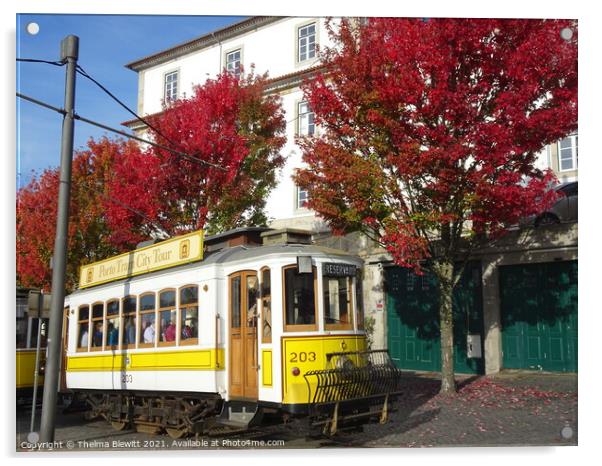 Porto City Tram  Acrylic by Thelma Blewitt