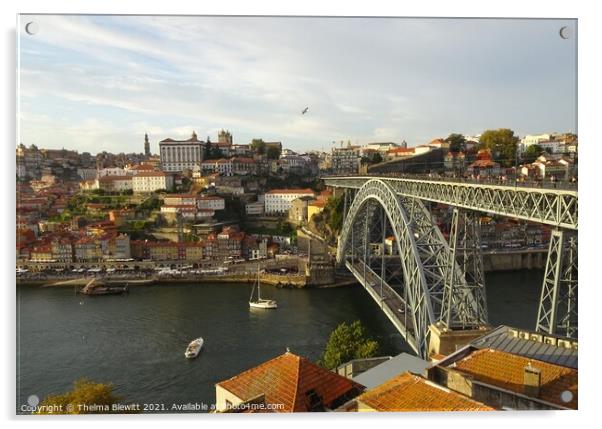 Bridge across the Douro Acrylic by Thelma Blewitt