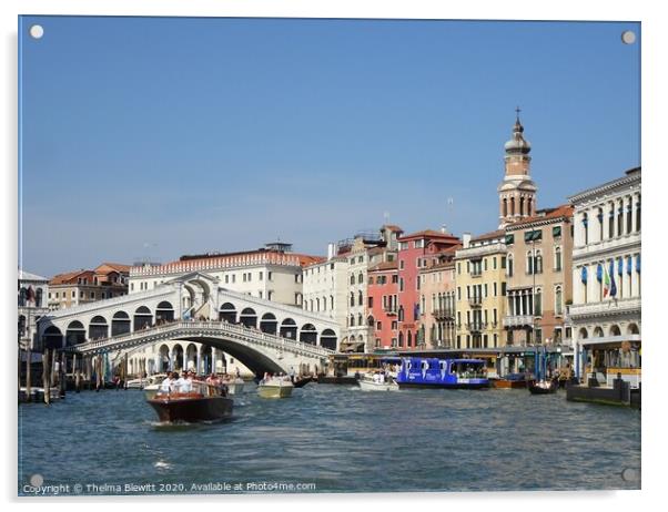 Rialto Bridge Venice Acrylic by Thelma Blewitt