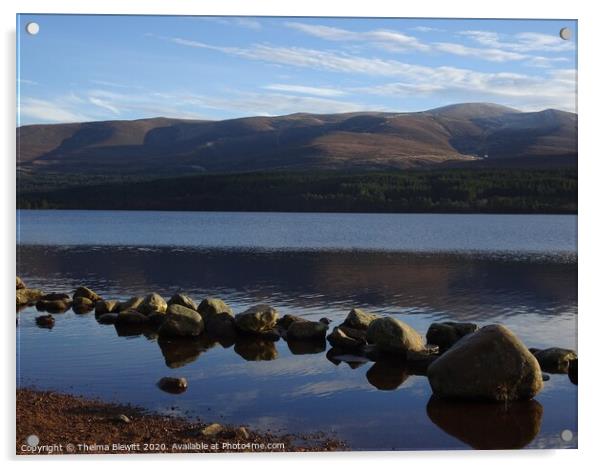 Loch Morlich reflections Acrylic by Thelma Blewitt