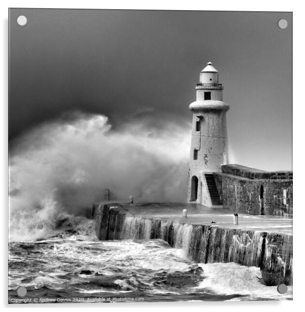 Macduff Harbour Lighthouse, Aberdeenshire Acrylic by Andrew Davies