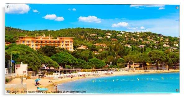 The Beach of Saint Maxime in the Provence-Alpes-Cote d'Azur  Acrylic by Thomas Klee