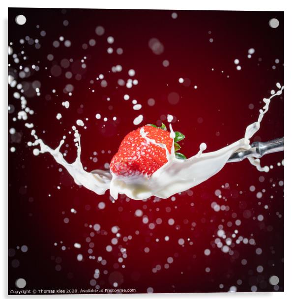 Strawberry Milk-Splash Acrylic by Thomas Klee