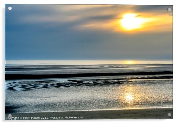 LLandudno Sunset grey tones on the beach  Acrylic by Helkoryo Photography