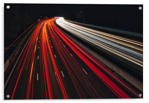 M1 Motorway Nightshot Acrylic by Helkoryo Photography