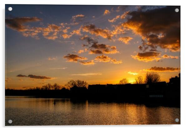 Sunset over Daventry Fishing lake Acrylic by Helkoryo Photography