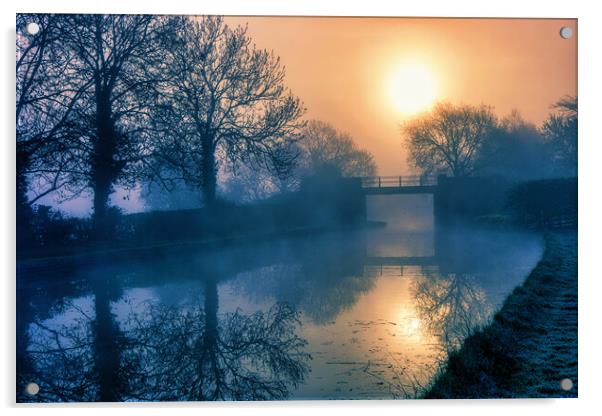 Misty Dawn on the Grand Union Canal Acrylic by Helkoryo Photography