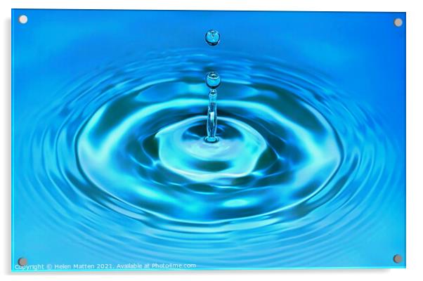 Blue water droplet Acrylic by Helkoryo Photography