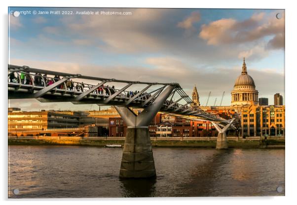 Millennium Bridge Sunset Acrylic by Janie Pratt