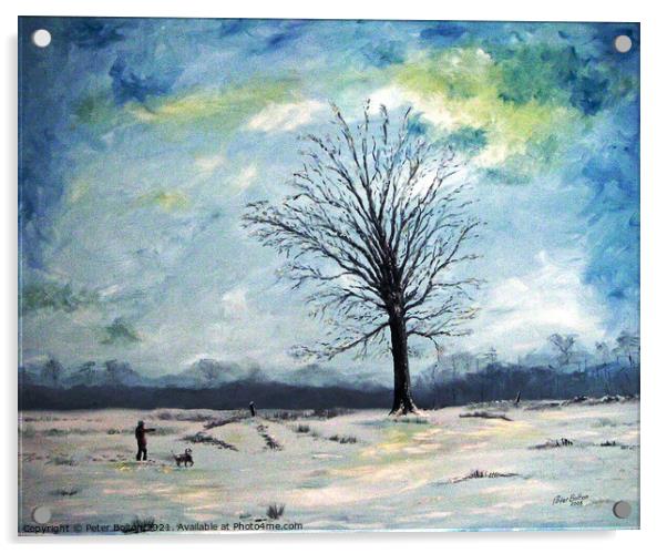 'Winter'. Oil painting of Essex countryside in winter by Peter Bolton Acrylic by Peter Bolton