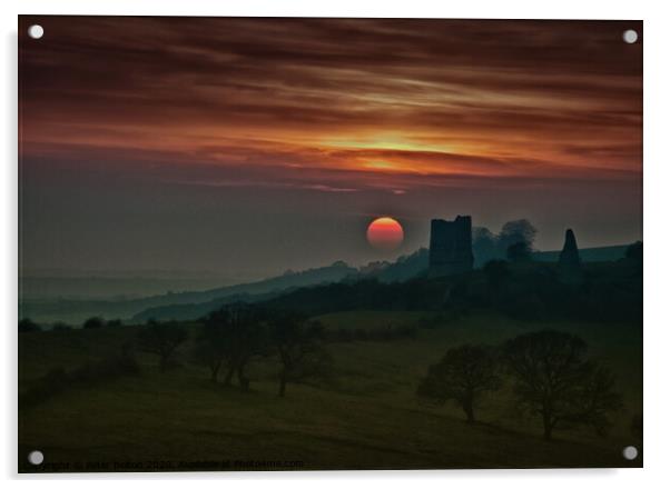 Sunset at Hadleigh Castle, Essex, UK. Acrylic by Peter Bolton