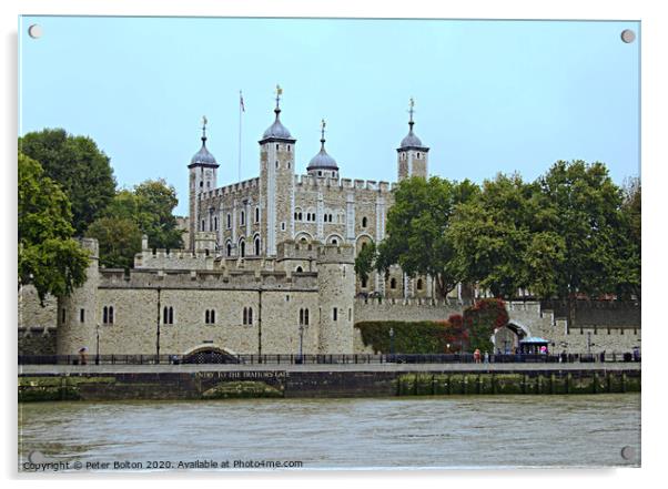 Tower of London viewed from the River Thames. Acrylic by Peter Bolton