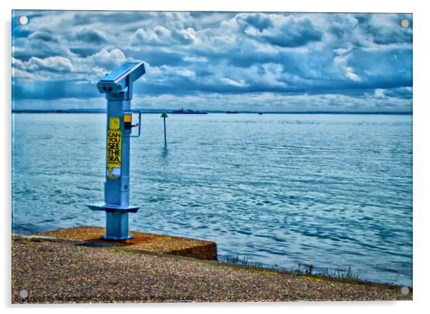 Seaside viewing binoculars at Westcliff on Sea, Es Acrylic by Peter Bolton