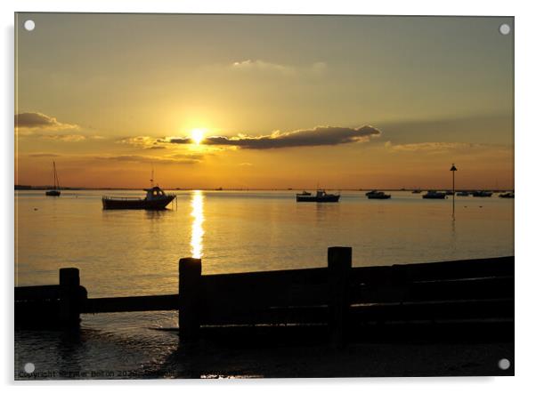 Sunset over the sea at Thorpe Bay, Essex, UK Acrylic by Peter Bolton