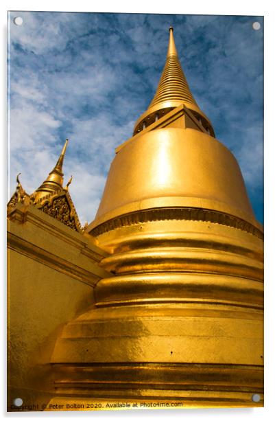 Wat Saket Shrine in Bangkok old town, Thailand Acrylic by Peter Bolton