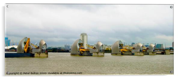 The Thames Flood Barrier, River Thames, London, UK. Acrylic by Peter Bolton